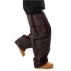 imageOYOANGLE Mens Drawstring Elastic Waist Flap Pockets Streetwear Baggy Cargo Pants Joggers Hiking TrousersDeep Brown