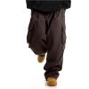 imageOYOANGLE Mens Drawstring Elastic Waist Flap Pockets Streetwear Baggy Cargo Pants Joggers Hiking TrousersDeep Brown