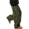 imageOYOANGLE Mens Drawstring Elastic Waist Flap Pockets Streetwear Baggy Cargo Pants Joggers Hiking TrousersDeep Green