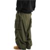 imageOYOANGLE Mens Drawstring Elastic Waist Flap Pockets Streetwear Baggy Cargo Pants Joggers Hiking TrousersDeep Green