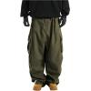imageOYOANGLE Mens Drawstring Elastic Waist Flap Pockets Streetwear Baggy Cargo Pants Joggers Hiking TrousersDeep Green