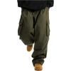 imageOYOANGLE Mens Drawstring Elastic Waist Flap Pockets Streetwear Baggy Cargo Pants Joggers Hiking TrousersDeep Green