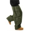 imageOYOANGLE Mens Drawstring Elastic Waist Flap Pockets Streetwear Baggy Cargo Pants Joggers Hiking TrousersGreen