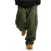 imageOYOANGLE Mens Drawstring Elastic Waist Flap Pockets Streetwear Baggy Cargo Pants Joggers Hiking TrousersGreen