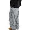 imageOYOANGLE Mens Drawstring Elastic Waist Flap Pockets Streetwear Baggy Cargo Pants Joggers Hiking TrousersLight Grey