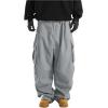imageOYOANGLE Mens Drawstring Elastic Waist Flap Pockets Streetwear Baggy Cargo Pants Joggers Hiking TrousersLight Grey