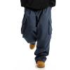 imageOYOANGLE Mens Drawstring Elastic Waist Flap Pockets Streetwear Baggy Cargo Pants Joggers Hiking TrousersNavy Blue