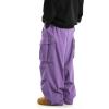 imageOYOANGLE Mens Drawstring Elastic Waist Flap Pockets Streetwear Baggy Cargo Pants Joggers Hiking TrousersPure Purple