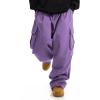 imageOYOANGLE Mens Drawstring Elastic Waist Flap Pockets Streetwear Baggy Cargo Pants Joggers Hiking TrousersPure Purple