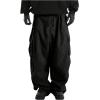imageOYOANGLE Mens Drawstring Elastic Waist Pockets Cargo Pants Wide Leg Loose Casual Trousers StreetwearBlack