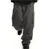 imageOYOANGLE Mens Drawstring Elastic Waist Pockets Cargo Pants Wide Leg Loose Casual Trousers StreetwearGrey