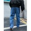 imageOYOANGLE Mens Drawstring Elastic Waist Wide Leg Cargo Jeans Baggy Casual Denim Pants with PocketsBlue