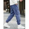 imageOYOANGLE Mens Drawstring Waist Flap Pocket Jogger Cargo Pants Carrot Denim Jeans with PocketBlue