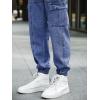 imageOYOANGLE Mens Drawstring Waist Flap Pocket Jogger Cargo Pants Carrot Denim Jeans with PocketBlue
