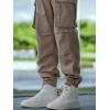 imageOYOANGLE Mens Drawstring Waist Flap Pocket Jogger Cargo Pants Carrot Denim Jeans with PocketCoffee Brown