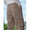 imageOYOANGLE Mens Drawstring Waist Flap Pocket Jogger Cargo Pants Carrot Denim Jeans with PocketCoffee Brown