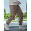 imageOYOANGLE Mens Drawstring Waist Flap Pocket Jogger Cargo Pants Carrot Denim Jeans with PocketCoffee Brown