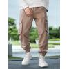 imageOYOANGLE Mens Drawstring Waist Flap Pocket Jogger Cargo Pants Carrot Denim Jeans with PocketCoffee Brown