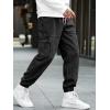 imageOYOANGLE Mens Drawstring Waist Flap Pocket Jogger Cargo Pants Carrot Denim Jeans with PocketDeep Black