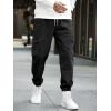 imageOYOANGLE Mens Drawstring Waist Flap Pocket Jogger Cargo Pants Carrot Denim Jeans with PocketDeep Black