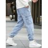 imageOYOANGLE Mens Drawstring Waist Flap Pocket Jogger Cargo Pants Carrot Denim Jeans with PocketLight Wash