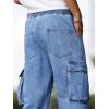 imageOYOANGLE Mens Drawstring Waist Flap Pocket Jogger Cargo Pants Carrot Denim Jeans with PocketLight Wash Letter