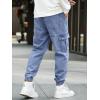imageOYOANGLE Mens Drawstring Waist Flap Pocket Jogger Cargo Pants Carrot Denim Jeans with PocketMedium Blue