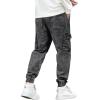 imageOYOANGLE Mens Drawstring Waist Flap Pocket Jogger Cargo Pants Carrot Denim Jeans with PocketSolid Dark Grey
