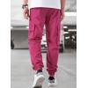 imageOYOANGLE Mens Drawstring Waist Flap Pocket Jogger Cargo Pants Streetwear Long Trousers with PocketHot Pink