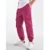 imageOYOANGLE Mens Drawstring Waist Flap Pocket Jogger Cargo Pants Streetwear Long Trousers with PocketHot Pink