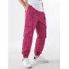imageOYOANGLE Mens Drawstring Waist Flap Pocket Jogger Cargo Pants Streetwear Long Trousers with PocketHot Pink