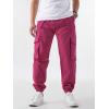 imageOYOANGLE Mens Drawstring Waist Flap Pocket Jogger Cargo Pants Streetwear Long Trousers with PocketHot Pink