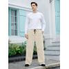 imageOYOANGLE Mens Drawstring Waist Straight Wide Leg Baggy Pants Workout Athletic Sweatpants with PocketApricot