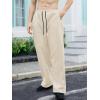 imageOYOANGLE Mens Drawstring Waist Straight Wide Leg Baggy Pants Workout Athletic Sweatpants with PocketApricot
