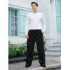 imageOYOANGLE Mens Drawstring Waist Straight Wide Leg Baggy Pants Workout Athletic Sweatpants with PocketBlack Ink