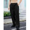 imageOYOANGLE Mens Drawstring Waist Straight Wide Leg Baggy Pants Workout Athletic Sweatpants with PocketBlack Ink