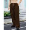 imageOYOANGLE Mens Drawstring Waist Straight Wide Leg Baggy Pants Workout Athletic Sweatpants with PocketCoffee Brown