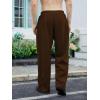imageOYOANGLE Mens Drawstring Waist Straight Wide Leg Baggy Pants Workout Athletic Sweatpants with PocketCoffee Brown