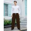 imageOYOANGLE Mens Drawstring Waist Straight Wide Leg Baggy Pants Workout Athletic Sweatpants with PocketCoffee Brown