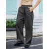 imageOYOANGLE Mens Drawstring Waist Straight Wide Leg Baggy Pants Workout Athletic Sweatpants with PocketDark Grey Deep