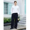 imageOYOANGLE Mens Drawstring Waist Straight Wide Leg Baggy Pants Workout Athletic Sweatpants with PocketDeep Blue