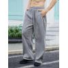 imageOYOANGLE Mens Drawstring Waist Straight Wide Leg Baggy Pants Workout Athletic Sweatpants with PocketGrey