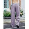 imageOYOANGLE Mens Drawstring Waist Straight Wide Leg Baggy Pants Workout Athletic Sweatpants with PocketLight Purple