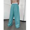 imageOYOANGLE Mens Drawstring Waist Straight Wide Leg Baggy Pants Workout Athletic Sweatpants with PocketMint Blue