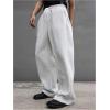 imageOYOANGLE Mens Drawstring Waist Straight Wide Leg Baggy Pants Workout Athletic Sweatpants with PocketPastel Grey