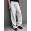 imageOYOANGLE Mens Drawstring Waist Straight Wide Leg Baggy Pants Workout Athletic Sweatpants with PocketPastel Grey