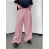 imageOYOANGLE Mens Drawstring Waist Straight Wide Leg Baggy Pants Workout Athletic Sweatpants with PocketPink