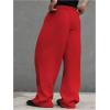 imageOYOANGLE Mens Drawstring Waist Straight Wide Leg Baggy Pants Workout Athletic Sweatpants with PocketRed