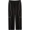 imageOYOANGLE Mens Elastic Drawstring Waist Straight Leg Pants with Pocket Loose Long SweatpantsBlack