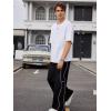 imageOYOANGLE Mens Elastic Drawstring Waist Straight Leg Pants with Pocket Loose Long SweatpantsBlack
